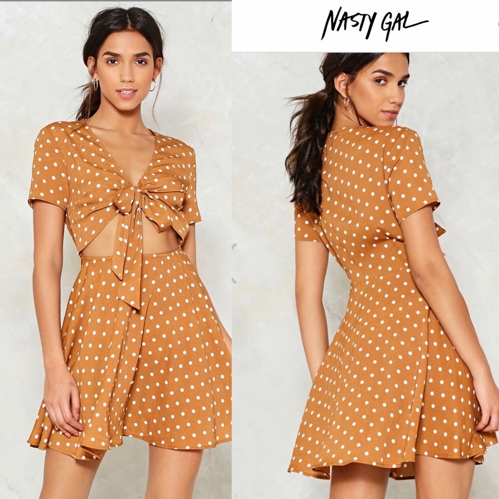Nasty Gal Polka Dot Dress V-neckline NWT Size 2